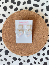 Load image into Gallery viewer, White Glitz Heart Dangles