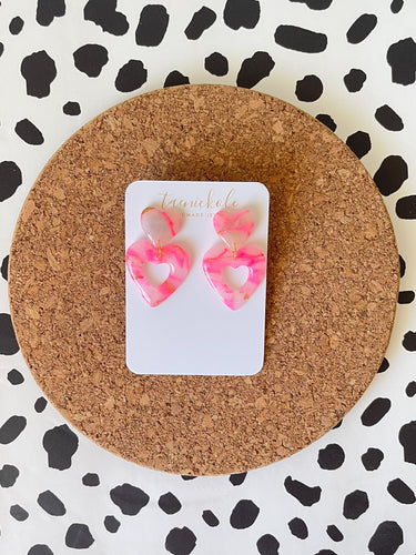 Pink and Gold Stone | Open Heart Dangles