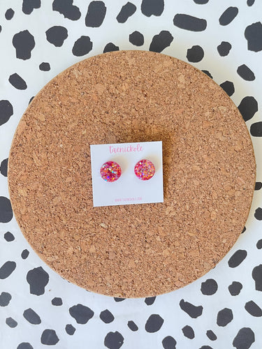 Jelly Bean Glitter Circle Studs