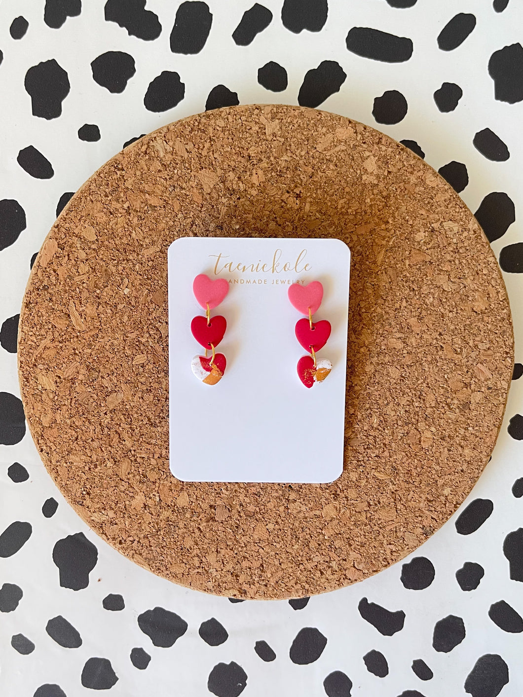 Pink, Red, and Gold Small Heart Triple Dangles