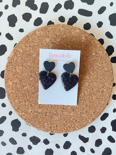 Black Glitz Heart Dangles