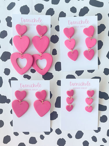 Hot Pink Heart Dangles