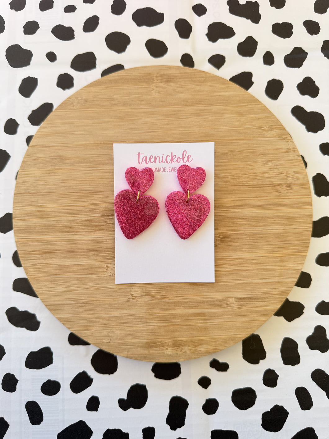 Pink Glitter Double Hearts