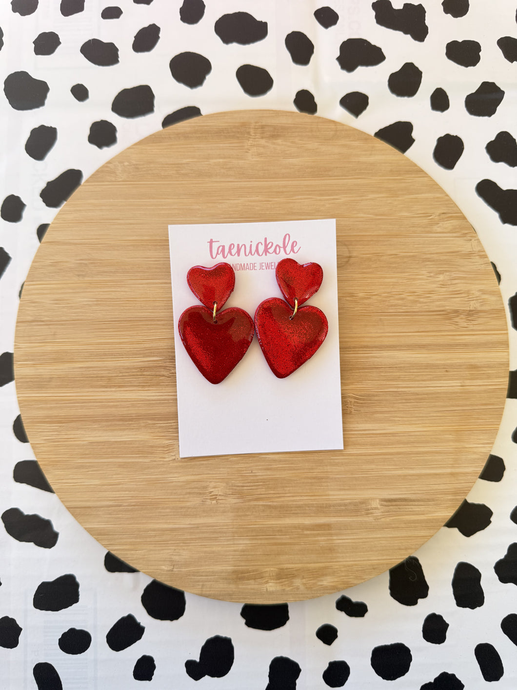 Red Glitter Double Hearts