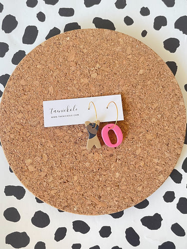 Leopard and Pink XO Hoops