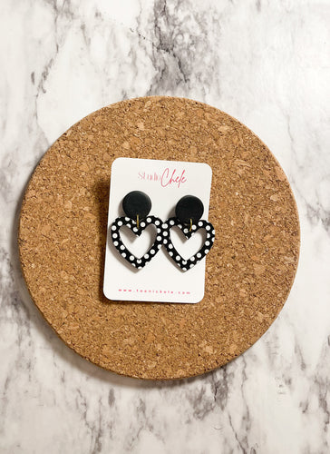 Open Polka Dot Heart with Black