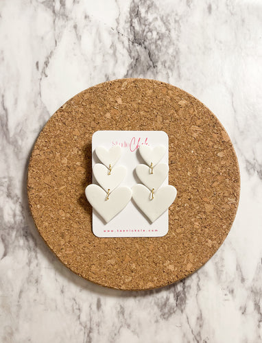 White Heart Triple Dangles