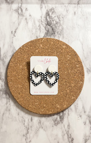 Open Polka Dot Heart with White