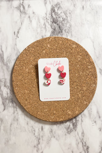 Red & Pink Confetti | Small Heart Triple Dangles