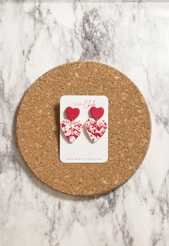 Red & Pink Confetti | Medium Heart Dangles