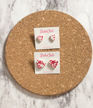 Load image into Gallery viewer, Pink &amp; Red Confetti Heart Studs
