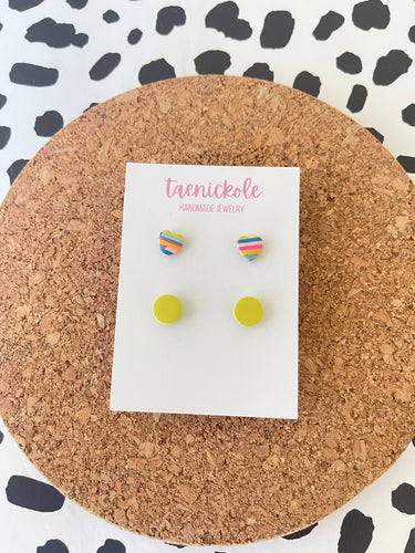 Girly Pop | Stud Pack Heart with Lime Green