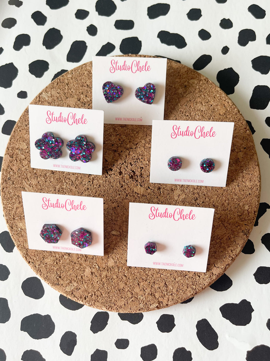 Purple Disco Glitter Studs