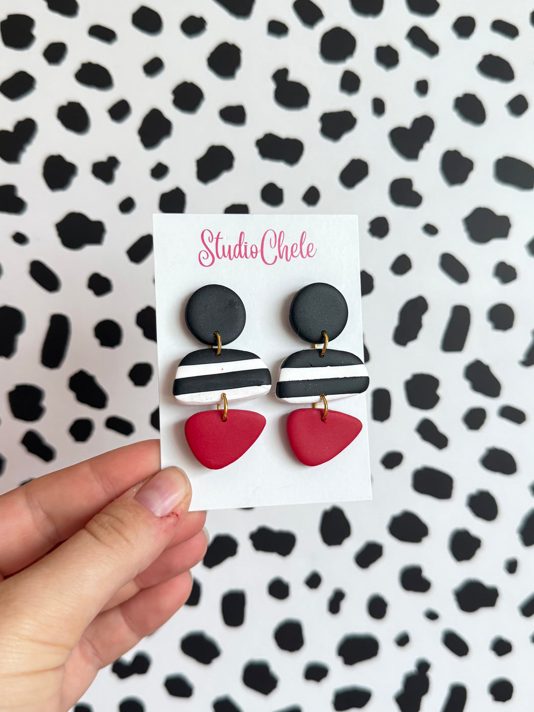 Red and Stripe Mini Bertha Dangles