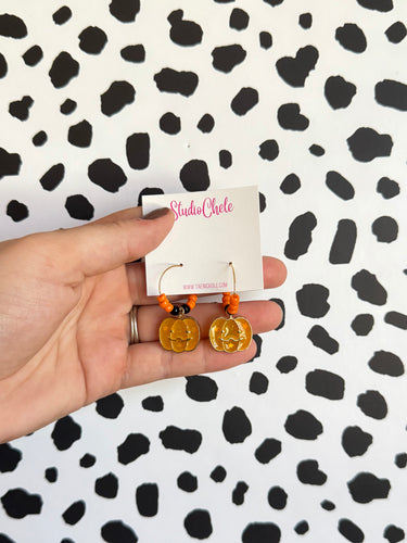 Pumpkin Beaded Hoops