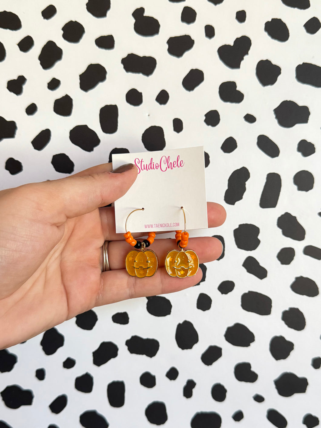 Pumpkin Beaded Hoops