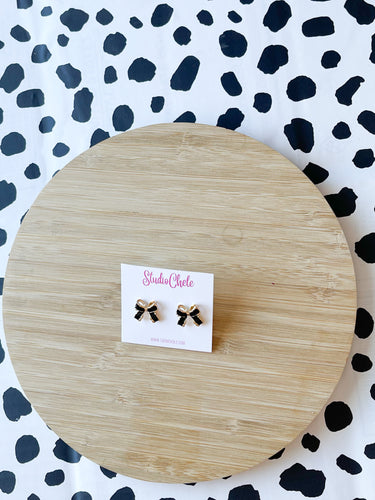 Black Enamel Bow Studs