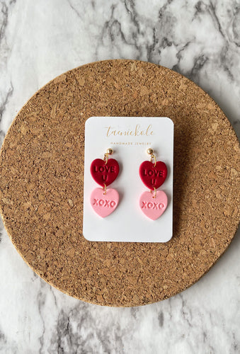 Conversation Heart Dangles Red