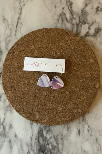Lilac Marble | Triangle Hoops